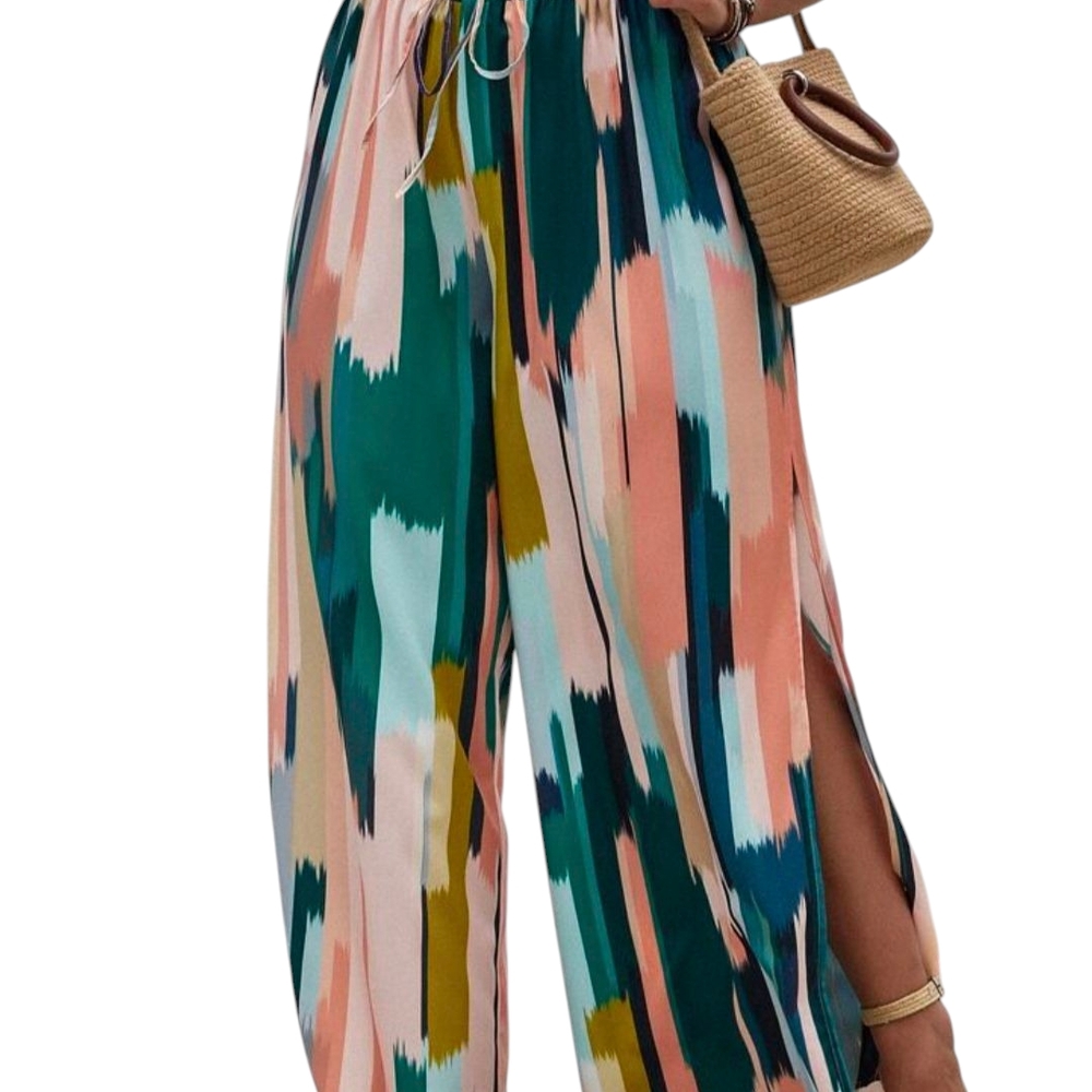 SHEIN Vibrant Abstract Wide Leg Pants